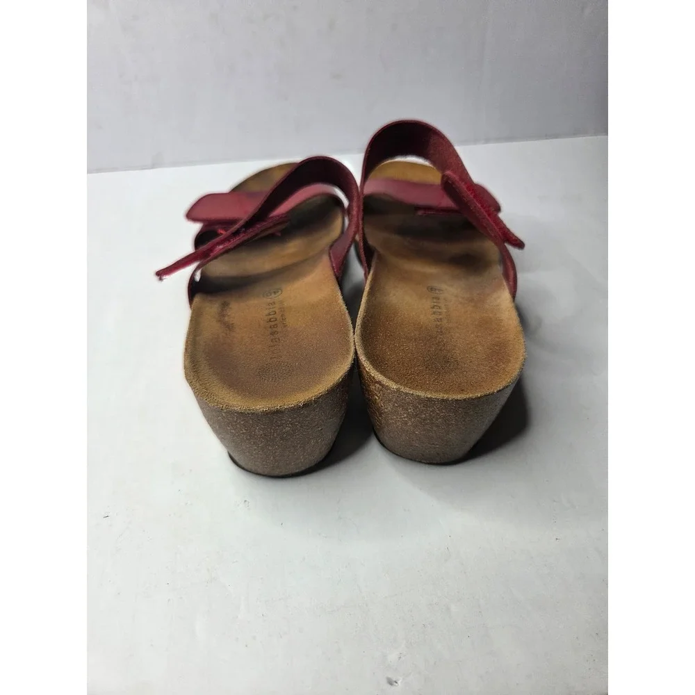 Isasabbia by‎ Eric Michael Red Leather Wedge Slide Sandals Italy Size 40 Womens